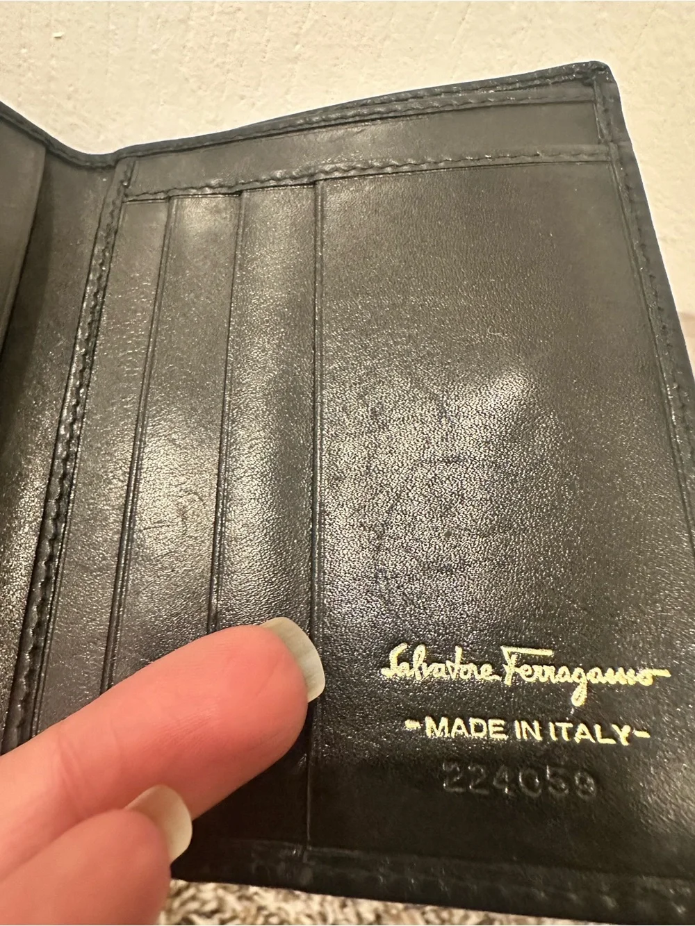 Men’s Ferragamo Leather Small Wallet with Gold Tone Turnlock